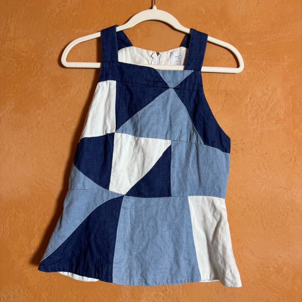 Hd In Paris Anthropologie Geometric Patchwork Linen Blend Tank Size 6